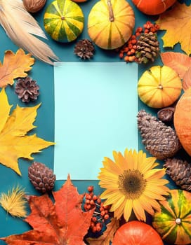Colorful frame for autumn greetings or advertising.