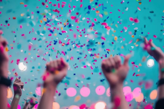 Confetti Rain, Celebration at a Music Festival. Concept of joy, music, and entertainment