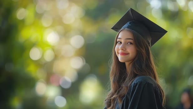 Happy Graduating Student in Cap and Gown Celebrating Achievement