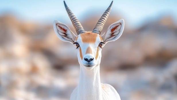 Close up of a curious springbok antelope in the desert