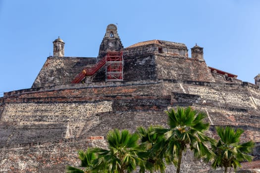 Castillo San Felipe de Barajas, fortress in the strategic location of Cartagena de Indias city on the Caribbean coast of Colombia.