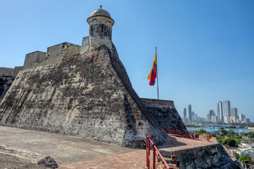 Castillo San Felipe de Barajas, fortress in the strategic location of Cartagena de Indias city on the Caribbean coast of Colombia.