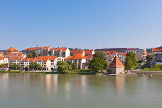 SLOVENIA, MARIBOR - JULY 18: Skyline of Maribor city in the sunny day, Slovenia on July 18, 2014