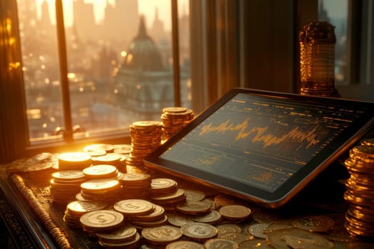 Coin Stack Financial profitability and cost optimization. AI generative.