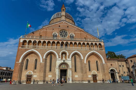 Padua, Italy - July 27, 2024: The Pontifical Basilica of Saint Anthony of Padua. Roman Catholic church and minor basilica in Padua, northern Italy