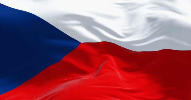 Close-up of Czech Republic national flag waving. A symbol of independence, pride, and cultural heritage. 3d illustration render. Fluttering fabric background