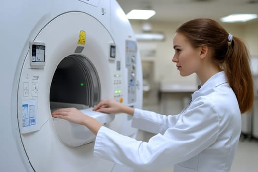 Radiographer at work. AI generative.