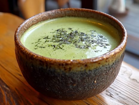 tasty Matcha Latte made from green tea. AI generative.