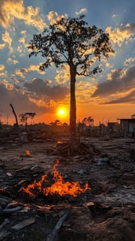 Human Rights Damage Lost in Climate Crisis. AI generative.