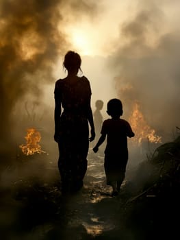 Human Rights Damage Lost in Climate Crisis. AI generative.