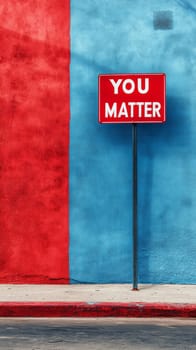 Sign with motivational message You Matter on color background, AI generated