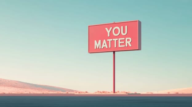Sign with motivational message You Matter on color background, AI generated