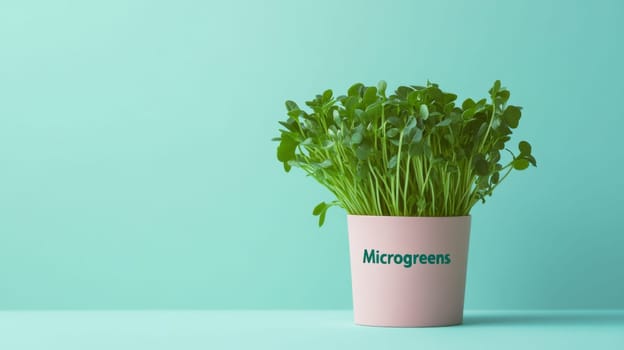 Microgreens sprouts background, concept of healthy eating, copy space, AI Generated