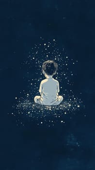 Boy looking at stars in night sky, concept of children dreams and fantasies, AI Generated