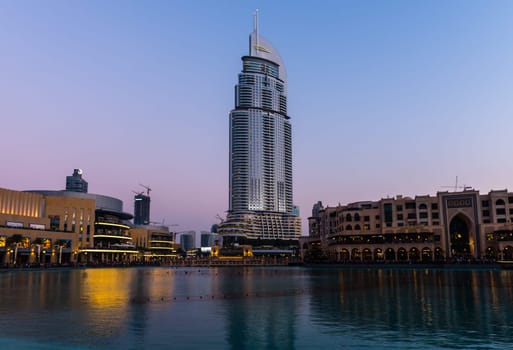 UAE, DUBAI - JANUARY 01: Dubai fountains show place at the Dubai Mall on January 01, 2015