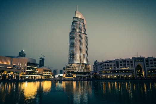 UAE, DUBAI - JANUARY 01: Dubai fountains show place at the Dubai Mall on January 01, 2015