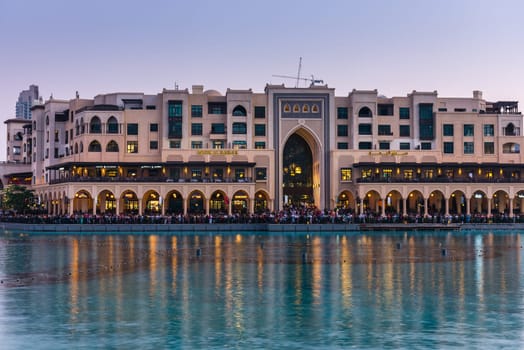 UAE, DUBAI - JANUARY 01: Dubai fountains show place at the Dubai Mall on January 01, 2015