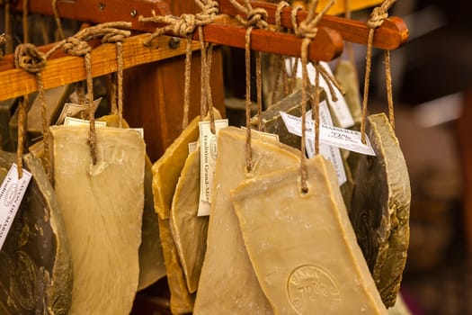 FRANCE, VAISON LA ROMAINE - AUGUST 06: Handmade soap in a beauty shop in Provence France on August 06, 2014