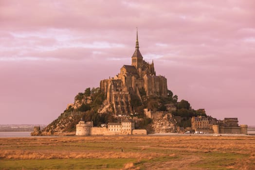 Mont Saint Michel monastery abbey on the island in Normandy, Northern France