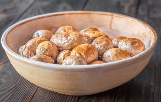 Bowl of oven roasted crispy baby potatoes