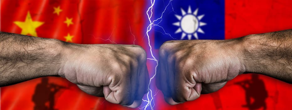 China vs Taiwan flag, political tension