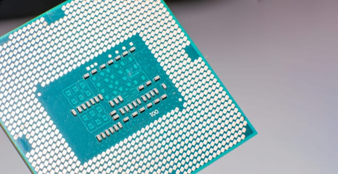 Close up of contacts of a computer microprocessor