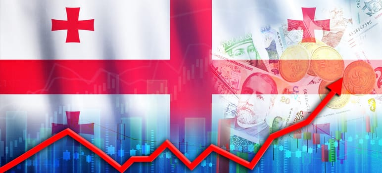 Georgia financial growth concept, economic recovery. Georgia Economy Growth on Financial Chart
