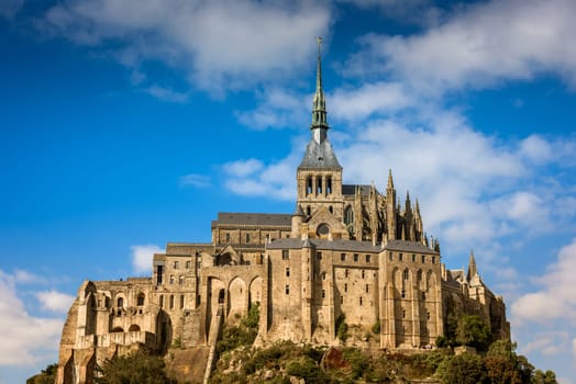 Mont Saint Michel monastery abbey on the island in Normandy, Northern France