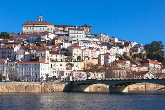 Coimbra, Portugal, Old City View. Clear Sunny Blue Sky