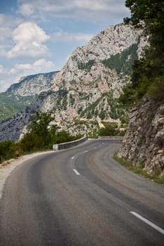 Road Turn in Mountains. Gorges du Verdon. Small GRIP shot