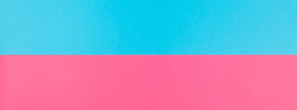 Creative bright pink and blue long wide banner with copy space in minimal pop art style, template for text
