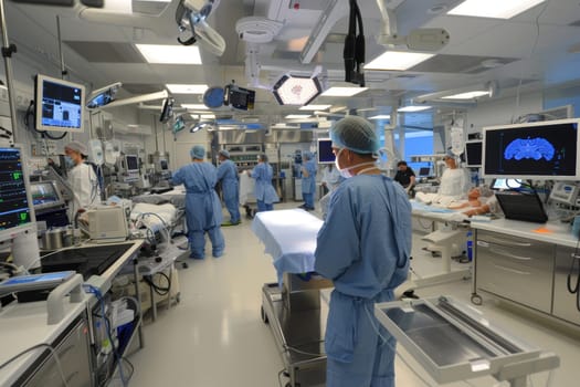 Operating theatre in the hospital. AI generative.