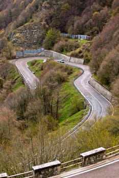 Winding Road Through Italian Mountains Landscape. View from above