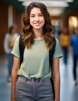 pretty young high school female student, AI generated image