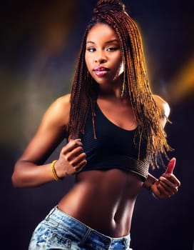 gorgeous young hip hop dancer woman, AI generated image