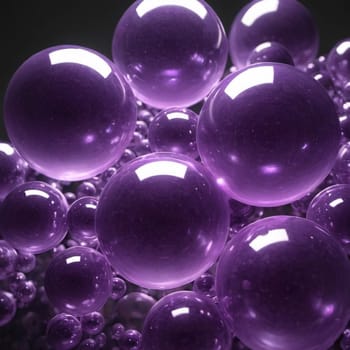 A close-up of a cluster of purple orbs, each with a smooth, reflective surface. The orbs are of varying sizes and are arranged in a random pattern. High quality photo