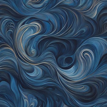 An abstract illustration of swirling, flowing lines in shades of blue and gold. The lines create a sense of movement and energy. High quality photo