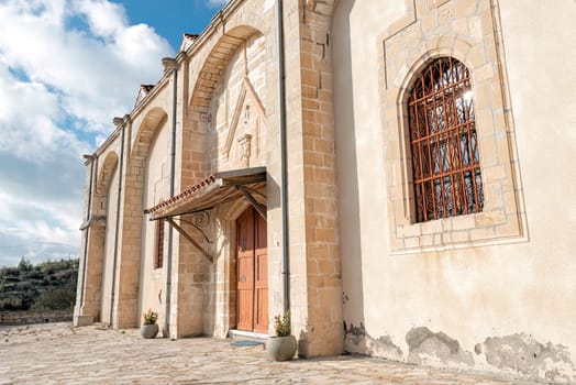 The sunlight illuminating the historical Timios Prodromos church in vouni village, limassol district, cyprus
