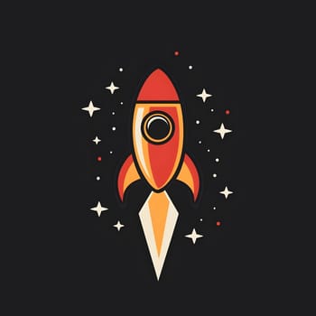 Minimalistic Flying Space Rocket Launch flight innovation Icon Symbol