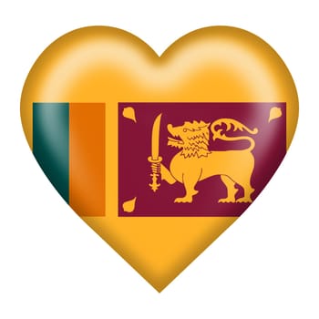 A Sri Lanka flag heart button isolated on white with clipping path