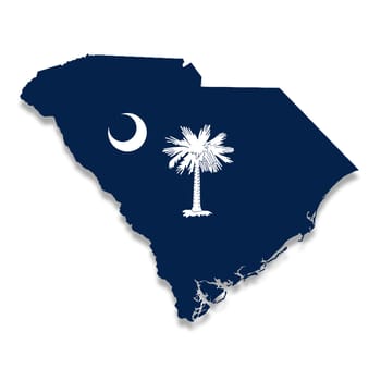 A South Carolina State Flag Map Illustration with clipping path