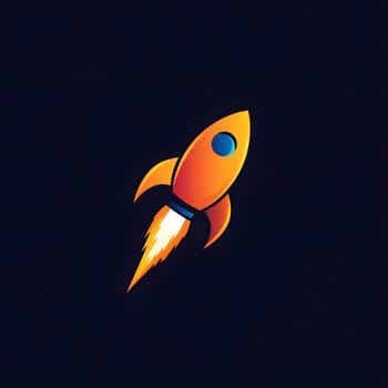Minimalistic Flying Space Rocket Launch flight innovation Icon Symbol