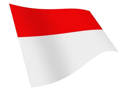 A Monaco waving flag graphic isolated on white with clipping path 3d illustration