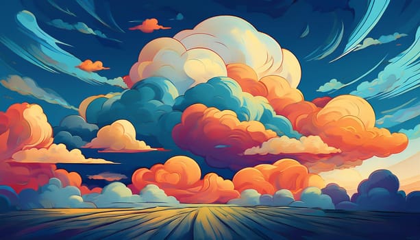 full frame cloudscape useful as a background, AI generated image