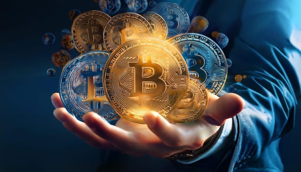 bitcoin crypto currency coin concept, AI generated image