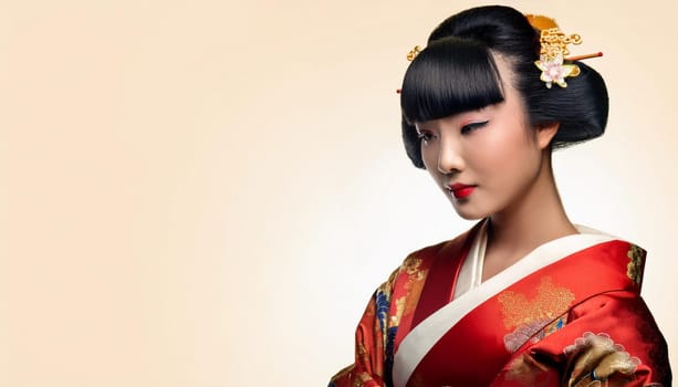 gorgeous young japanese geisha woman, AI generated image