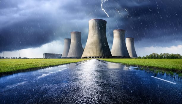 nuclear powerstation power plant, AI generated image