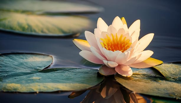 water lily plant scientific name Nymphaea in pond, AI generated image