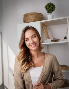 pretty young woman smiling, AI generated image