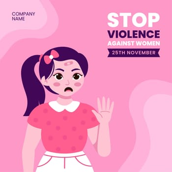 Support Against Violence Toward Women Social Media Background Flat Style Illustration
